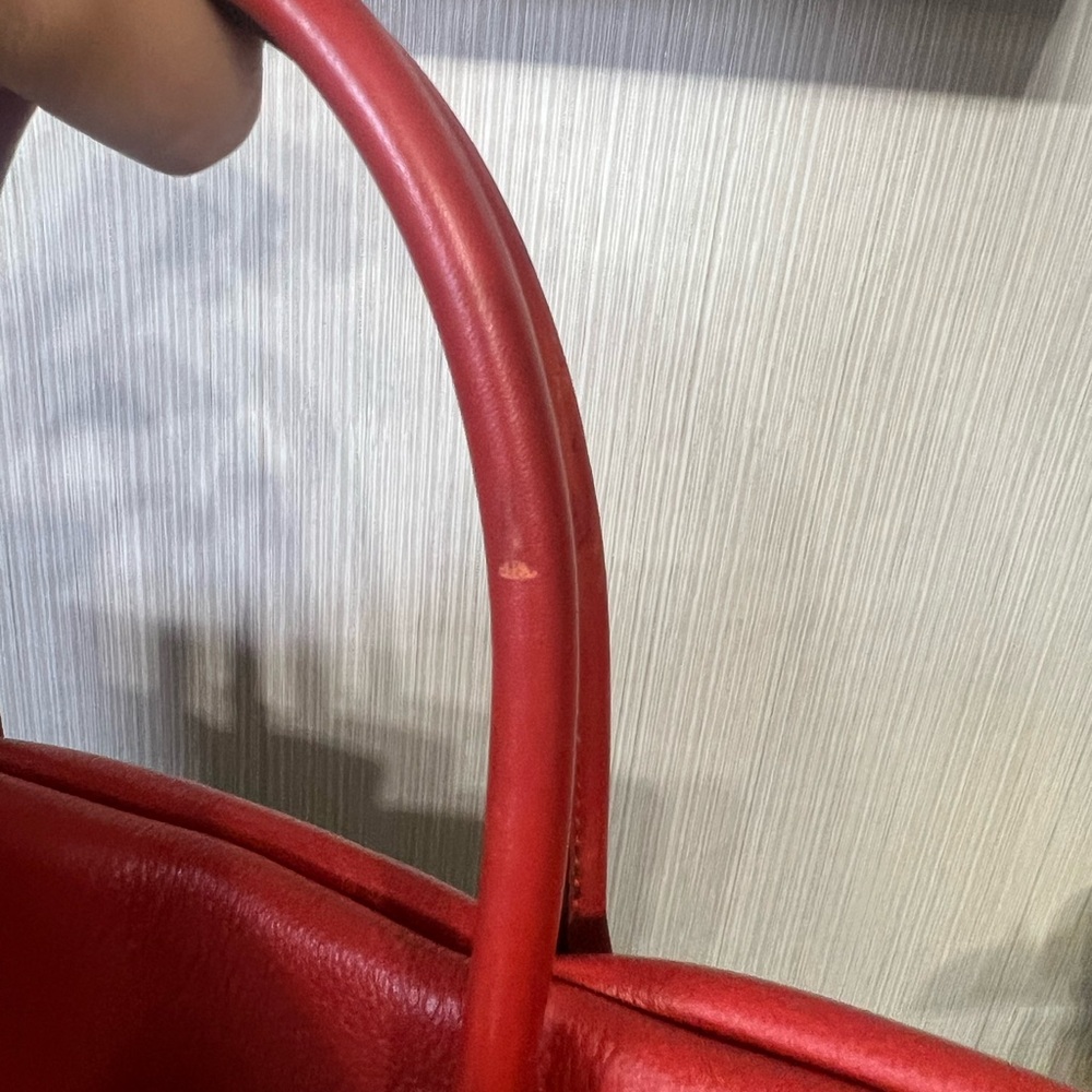 Louis Vuitton Red Tote with Textured Sides - Picture 7 of 16